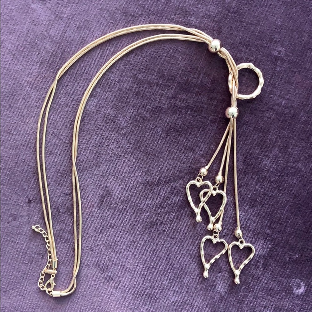 Rose gold heart lariat necklace